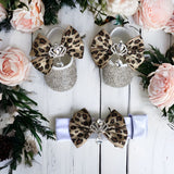 Leopard Baby Shoes and Hairband Set