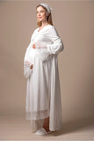 Maternity Nightwear& Nursing Set with Lace Details white labor delivery hospital gown
