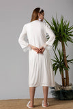 Maternity nursing nightdress and robe  with lace white breastfeeding labor delivery