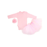 pink baby tutu and baby grow pink angel wing long sleeve