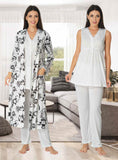 White Maternity Robe, Nightdress.sleeveless pyjamas with floral design mum hospital bag floral