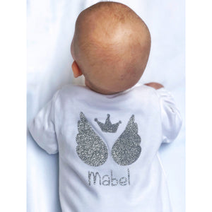 Personalised Baby Sleepsuit - Angel Wings - miniplum