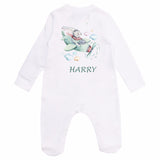 personalised baby grow with bunny print
