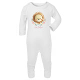 personalised baby grow with lion print