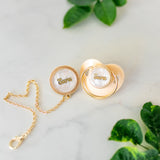 Personalized Bling Pacifier and clip in Ivory&Gold