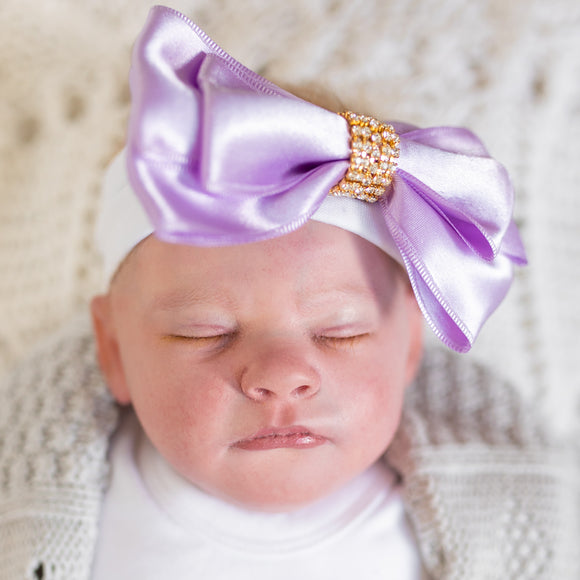 Baby Bling Bow with Gold Crystals - Various Volours