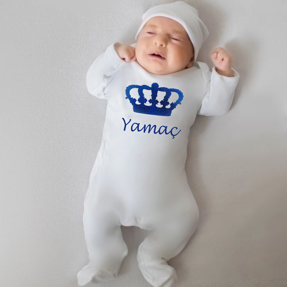 Royal Crown Personalised Baby Sleepsuit - miniplum