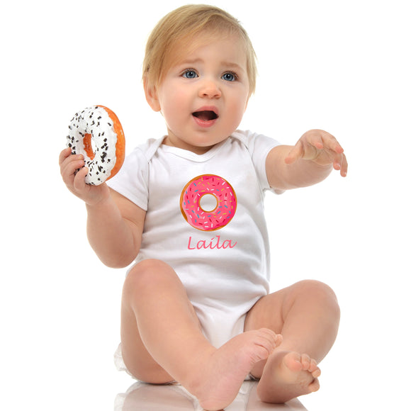 personalised baby grow donut print