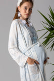 maternity robe blue long labor delivery elegant