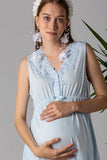 3-piece Luxury Maternity Robe and Pjs in Blue