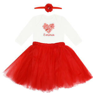 Personalised Red Baby Tutu Set- Hearts