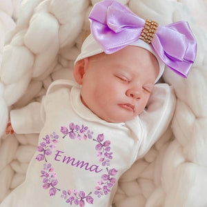 Personalized Floral Baby Onesie and Headband