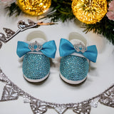 blue baby boy shoes and bow tie bling crown