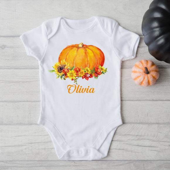 Personalised Baby Bodysuit - Pumpkin