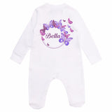 personalised baby grow with butterfly print