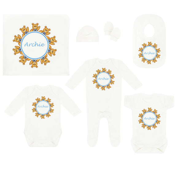 Personalised Coming Home Outfit- Teddy Bears in Blue or Pink