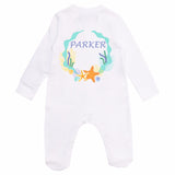 personalised baby grow with star fish print