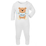 personalised baby grow with teddy bear print 