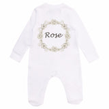 personalised floral baby sleepsuit